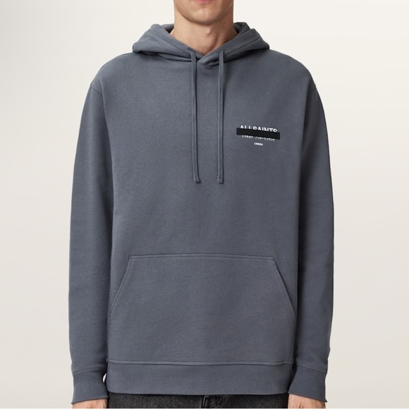 All saints REDACT PULLOVER EMBROIDERED LOGO HOODIE